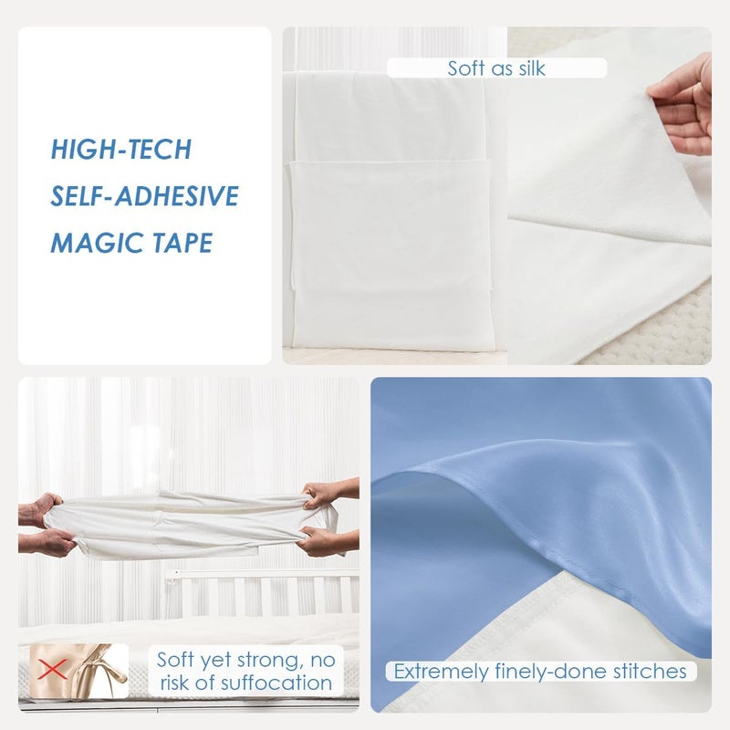 PROMEED 100% Mulberry Silk Bassinet Sleeve for Baby Bald Spots, Preminium 23 Momme Silk Bassinet Half Sheet for Baby Hair(Blue) - Image 4